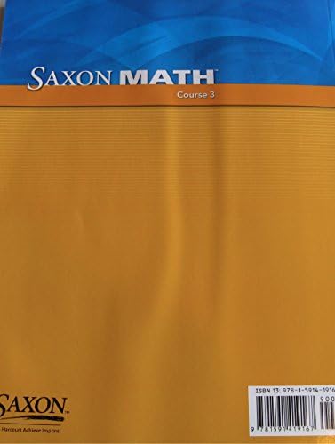 Stage 1 Third Edition Teacher’s Manual Amazon.com: Saxon Math Course 3: Teacher Manual (1): 9781591418863